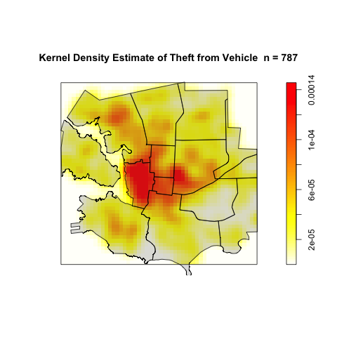 Best Kernel Density Estimate of Theft from Vehicle.
